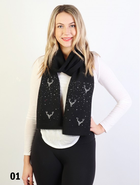 Fashion Knitted Scarf W/ Moose